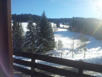 Ausblick vom Balkon im Winter